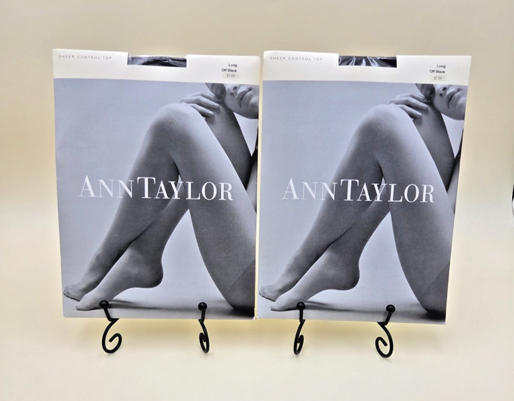 Set 2 Ann Taylor Hosiery Pantyhose Tights Long Off Black NIP Women Size Long